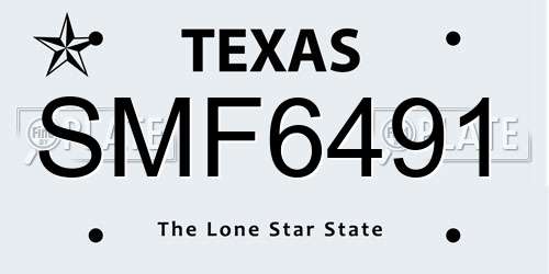 SMF6491 Texas License Plate