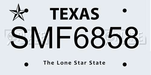 SMF6858 Texas License Plate