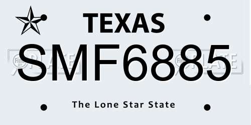 SMF6885 Texas License Plate