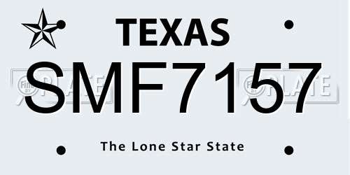 SMF7157 Texas License Plate