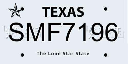 SMF7196 Texas License Plate