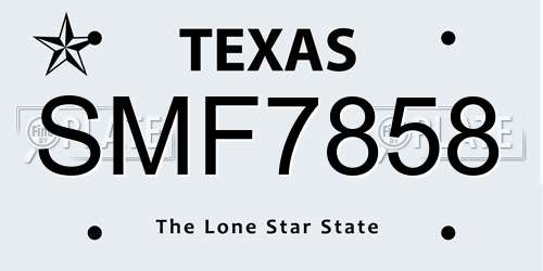 SMF7858 Texas License Plate