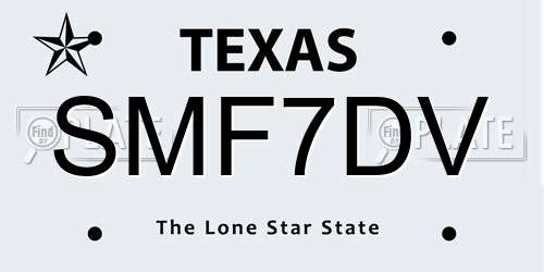 SMF7DV Texas License Plate