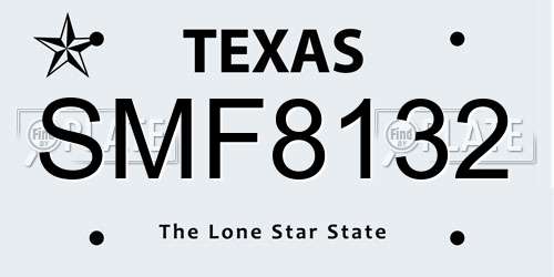 SMF8132 Texas License Plate