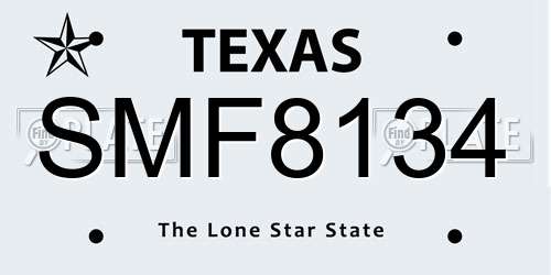 SMF8134 Texas License Plate