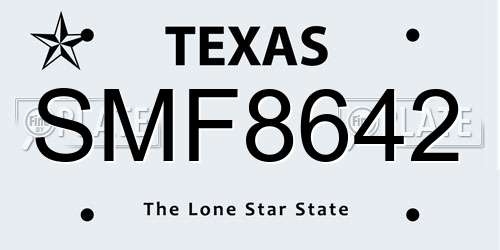 SMF8642 Texas License Plate