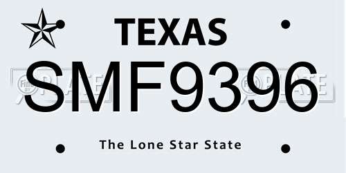 SMF9396 Texas License Plate