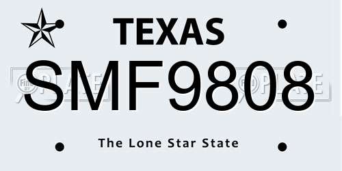 SMF9808 Texas License Plate