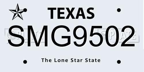 SMG9502 Texas License Plate