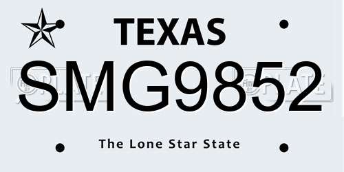 SMG9852 Texas License Plate