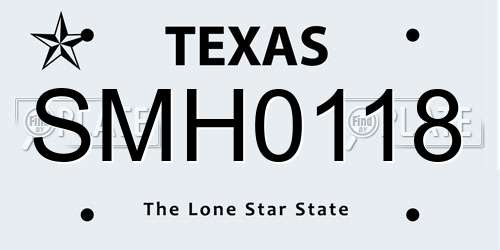 SMH0118 Texas License Plate
