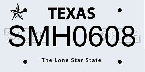 SMH0608 Texas License Plate