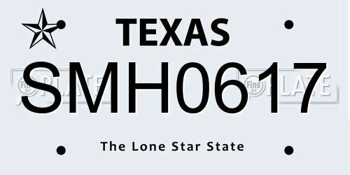 SMH0617 Texas License Plate