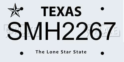SMH2267 Texas License Plate