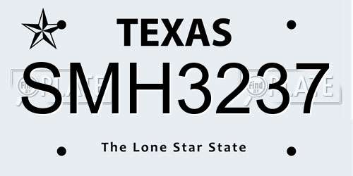 SMH3237 Texas License Plate