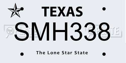 SMH338 Texas License Plate