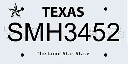 SMH3452 Texas License Plate