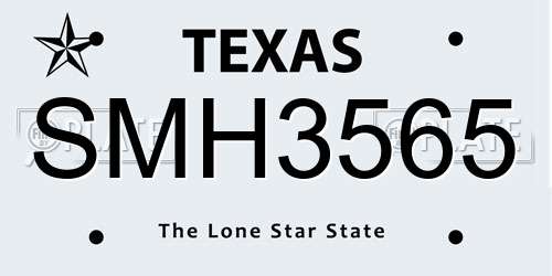 SMH3565 Texas License Plate