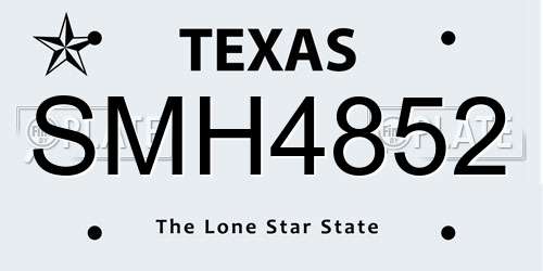 SMH4852 Texas License Plate