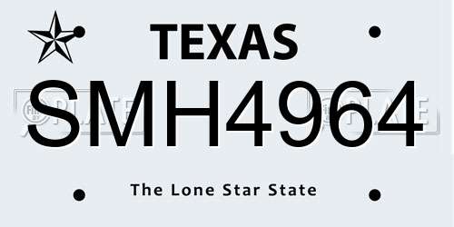SMH4964 Texas License Plate