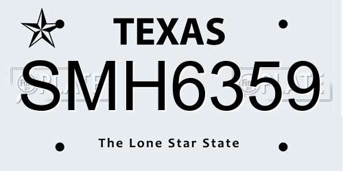 SMH6359 Texas License Plate