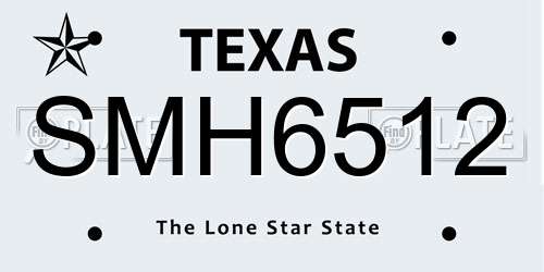 SMH6512 Texas License Plate