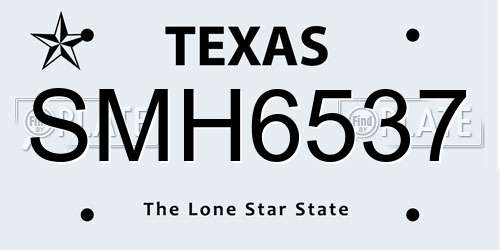 SMH6537 Texas License Plate