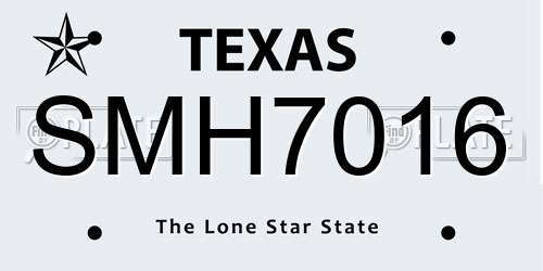 SMH7016 Texas License Plate