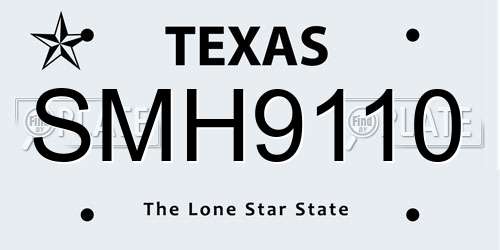 SMH9110 Texas License Plate