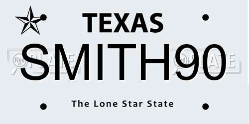 SMITH90 Texas License Plate