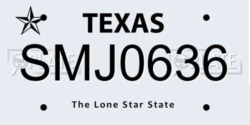 SMJ0636 Texas License Plate