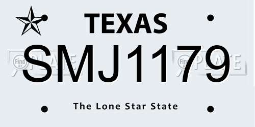 SMJ1179 Texas License Plate