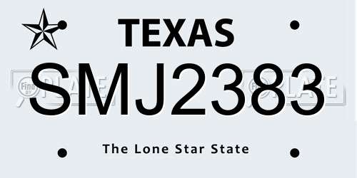 SMJ2383 Texas License Plate
