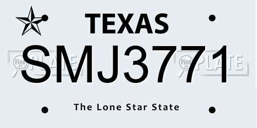 SMJ3771 Texas License Plate