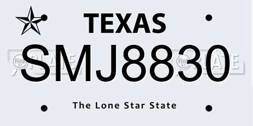 SMJ8830 Texas License Plate
