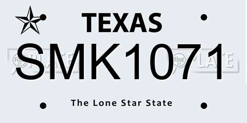 SMK1071 Texas License Plate