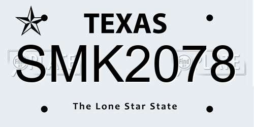 SMK2078 Texas License Plate