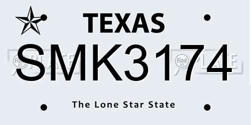 SMK3174 Texas License Plate
