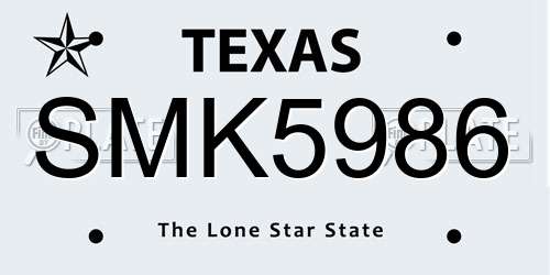 SMK5986 Texas License Plate