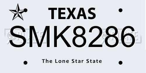 SMK8286 Texas License Plate