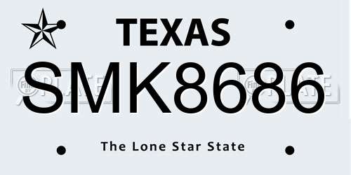 SMK8686 Texas License Plate