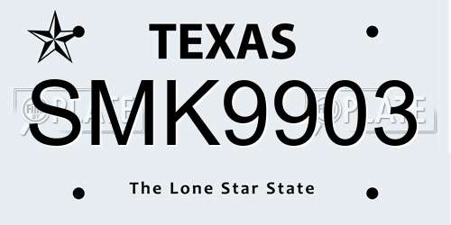 SMK9903 Texas License Plate