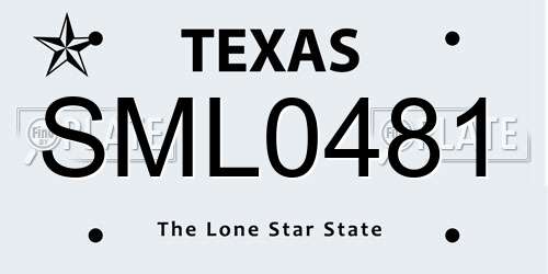 SML0481 Texas License Plate