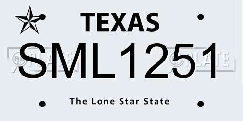 SML1251 Texas License Plate