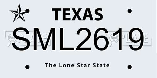 SML2619 Texas License Plate