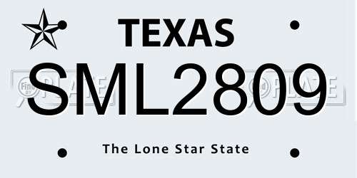 SML2809 Texas License Plate