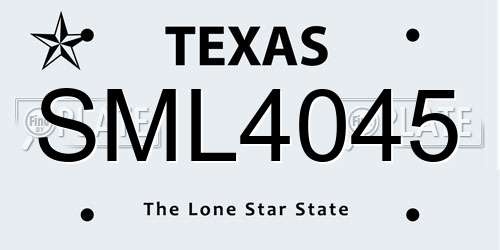 SML4045 Texas License Plate