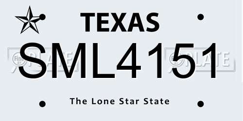 SML4151 Texas License Plate