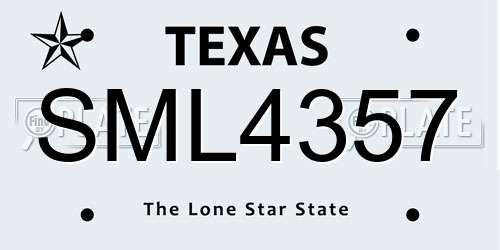 SML4357 Texas License Plate