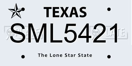 SML5421 Texas License Plate